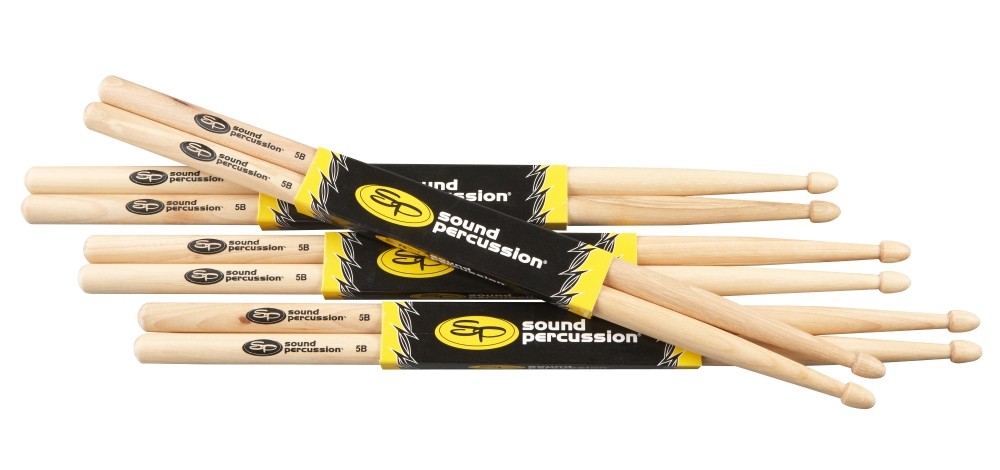 Sound Percussion Labs Hickory Drumsticks 4-Pack 5B Wood