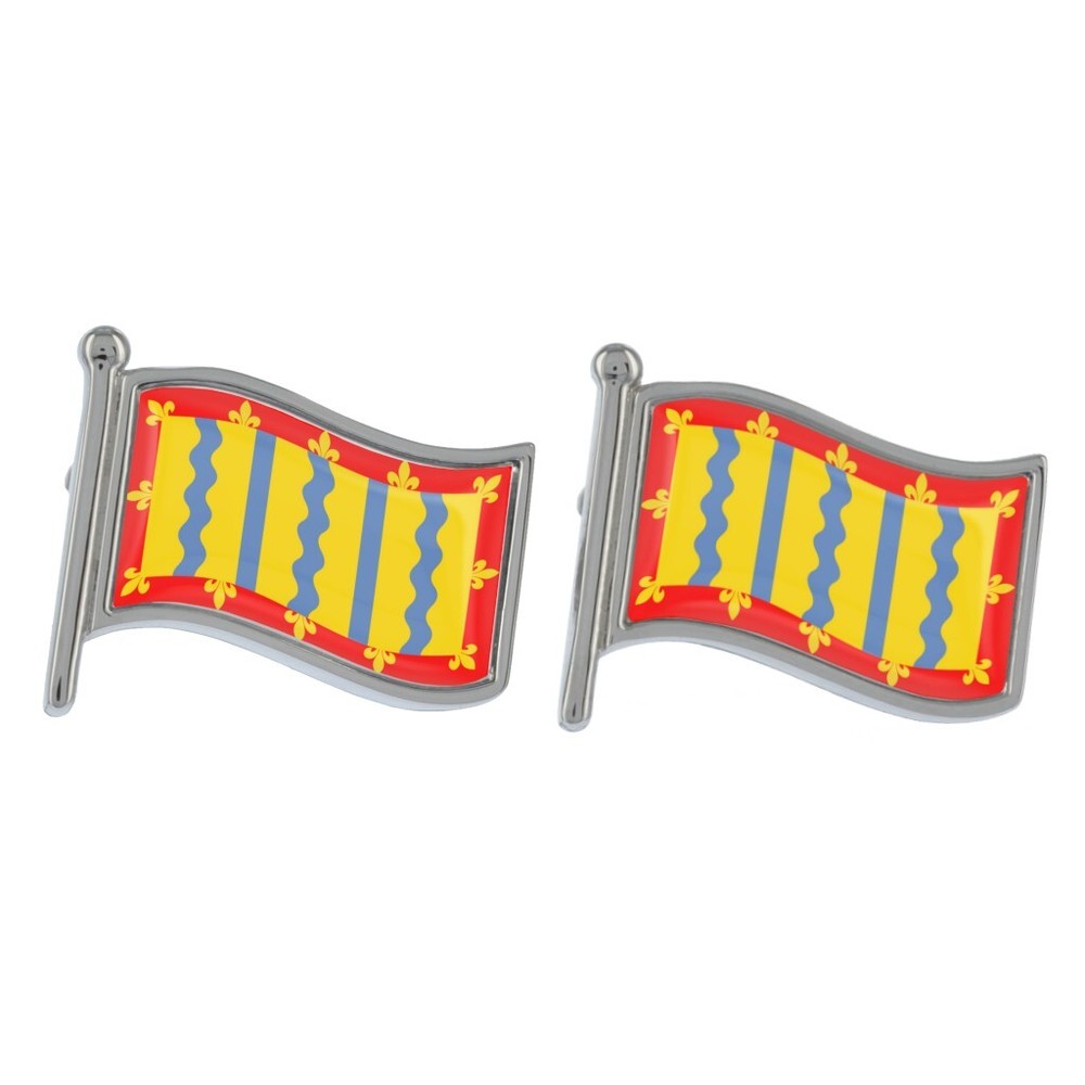 Cambridgeshire Wave Flag Silver Cufflinks in Gift Box