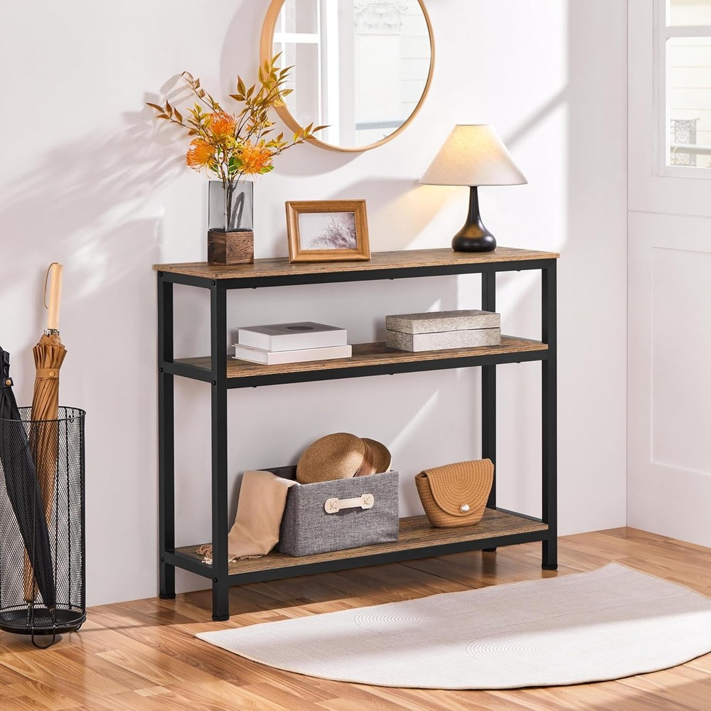 NEW Yaheetech Industrial Console Table, 3 Tier Entryway Table with Storage She