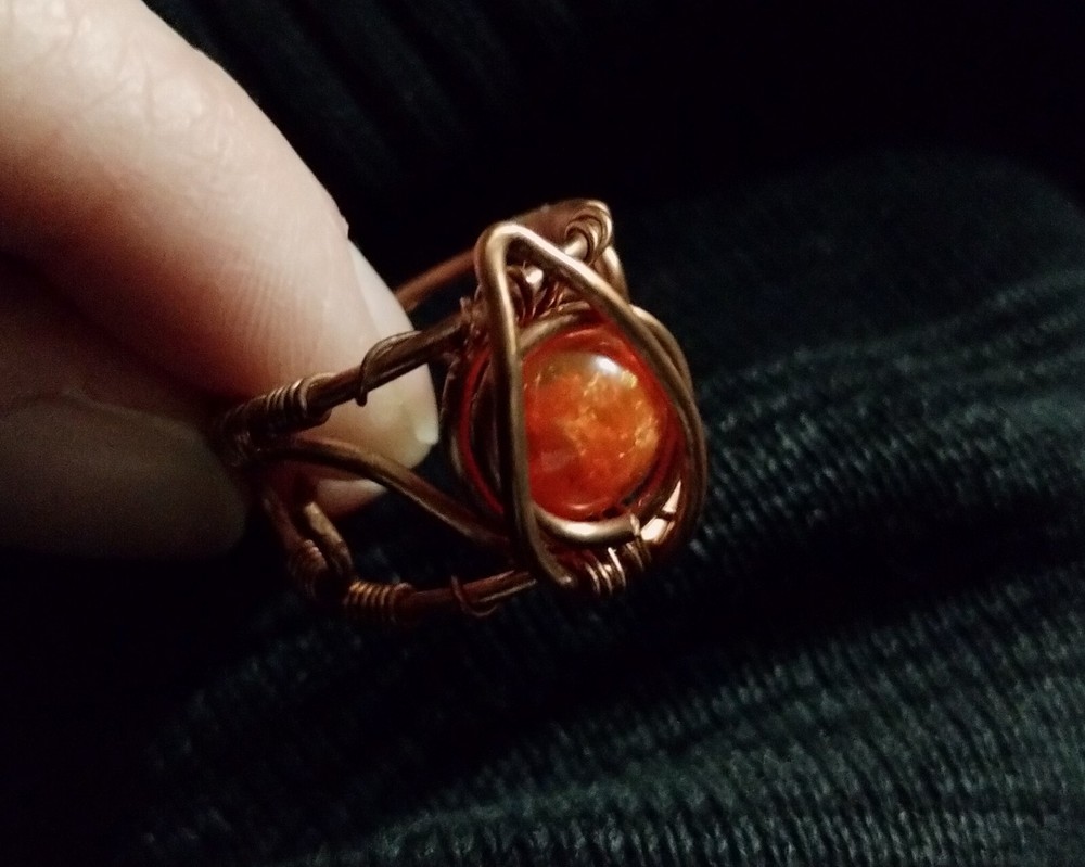 Flame Element Wire Wrap Ring With Resin Size 8