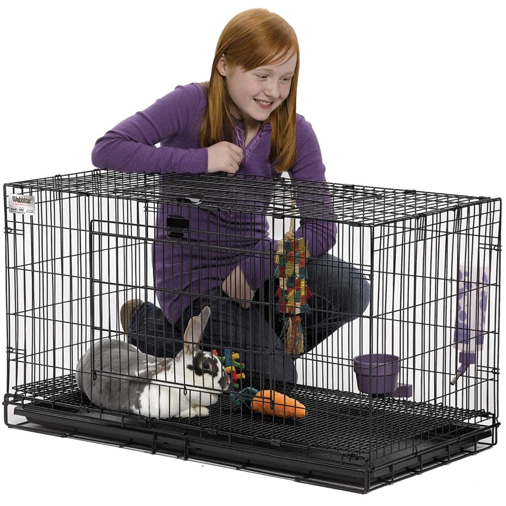 Durable Metal Rabbit Cage - Easy Assembly, Quick Clean