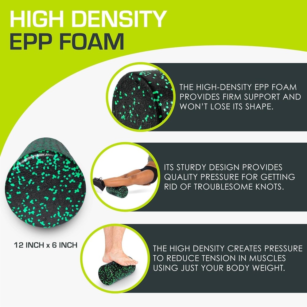 High Density Foam Rollers Long, Firm Full Body Athletic Massage Tool for Back...