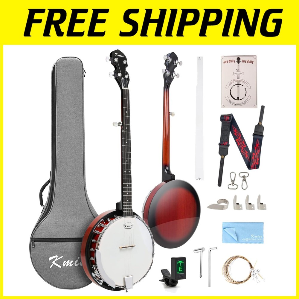 Full Size 5 String Banjo with Resonator & Accessories