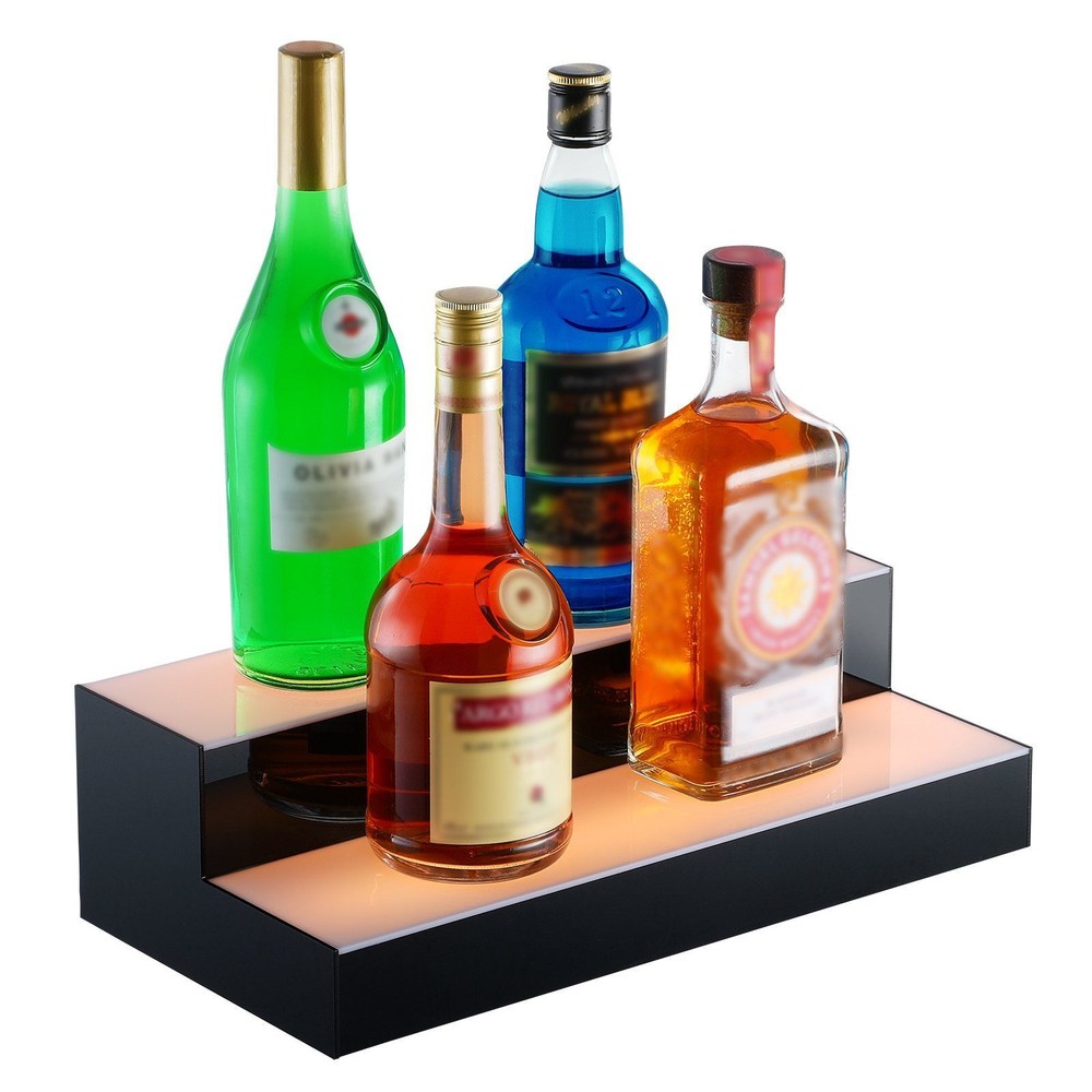 LED Lighted Liquor Bottle Display Bar Shelf RF & App Control 16" 2-Step