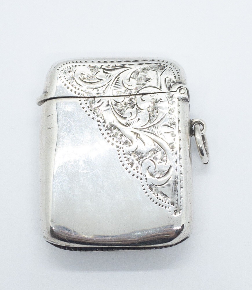 English Sterling Vesta Match Safe E Jacobs Birmingham 1900 Chatelaine