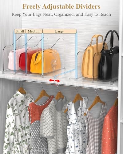 2-Pack Rose Purse Organizers for Closet, Adjustable Large Large-2-Pack Clear