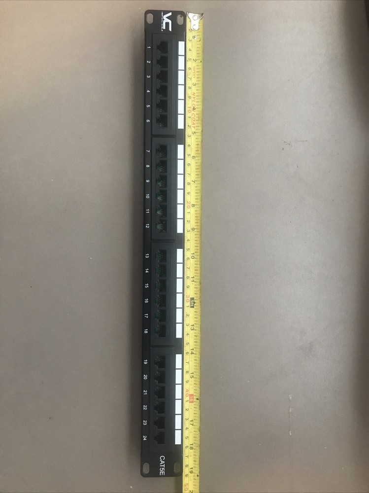 Vertical Cable Cat5e 24 Port 19" Horizontal Rackmount 1U Patch Panel, 23C