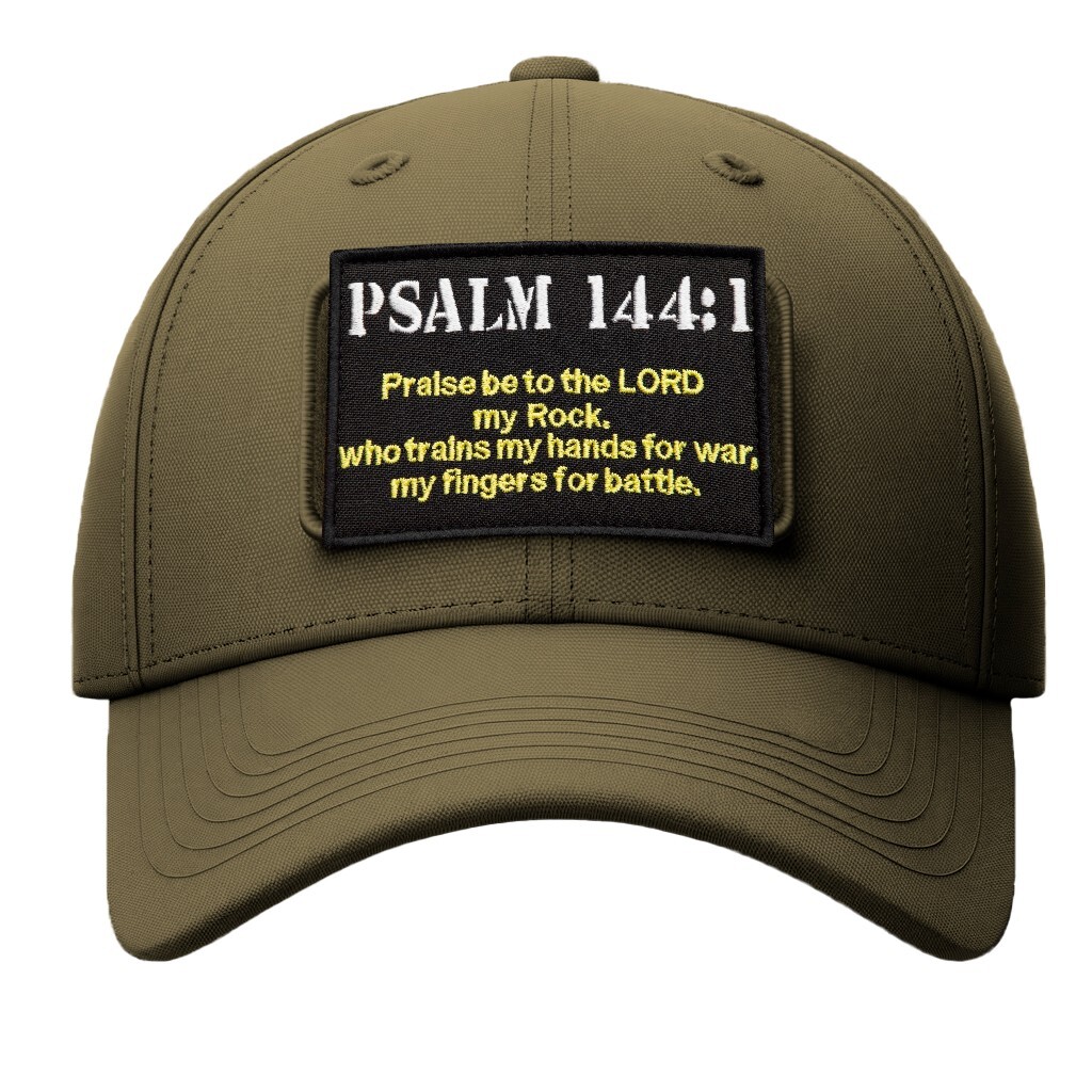 Psalm 144:1 Tactical Patch – Hook & Loop Embroidered Christian Morale Badge