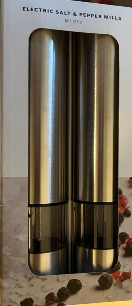 Sur La Table Metallic Electric Mill Set - Adjustable Coarseness - Silver/Black