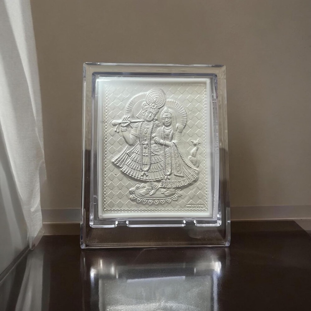 Pure Silver Mini Frame Radhakrishna 10x8 cm Frame Suitable Store in Pooja Room