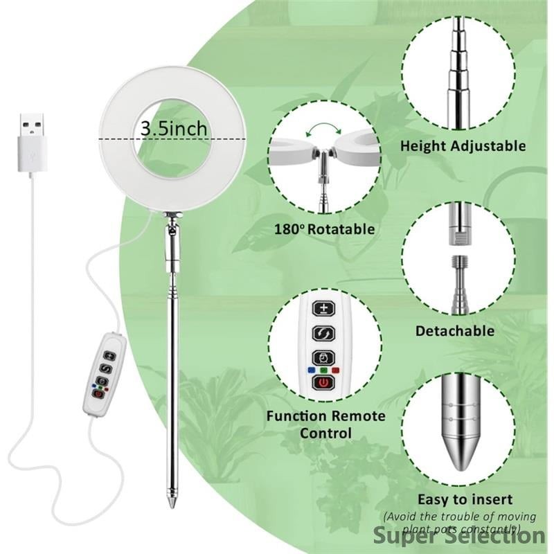 Full Spectrum LED Grow Light With Timer, Dimming, USB For Indoor Plants
