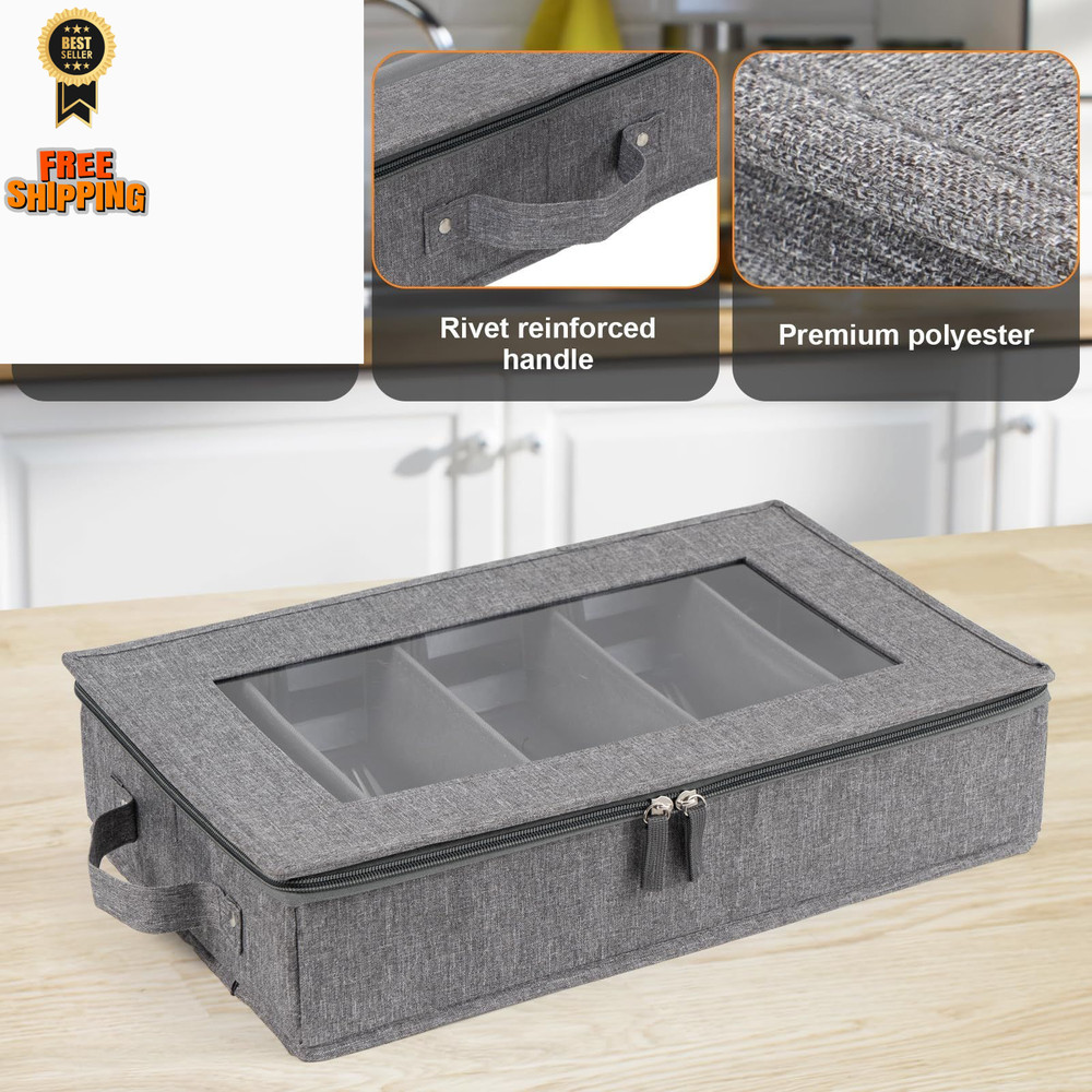 Lafulling Flatware Utensil Storage Case, Silverware Box 1 PACK, Grey