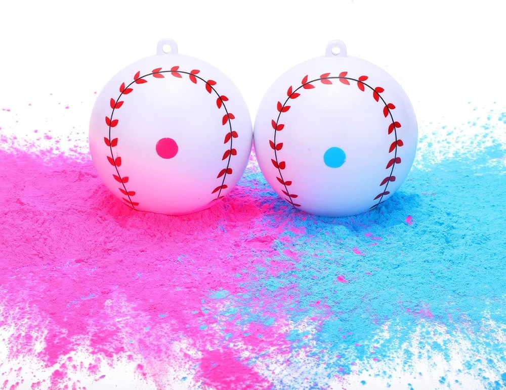 2PC  Gender Reveal Baseball Pink & Blue Exploding Powder Baseballs Celebrate