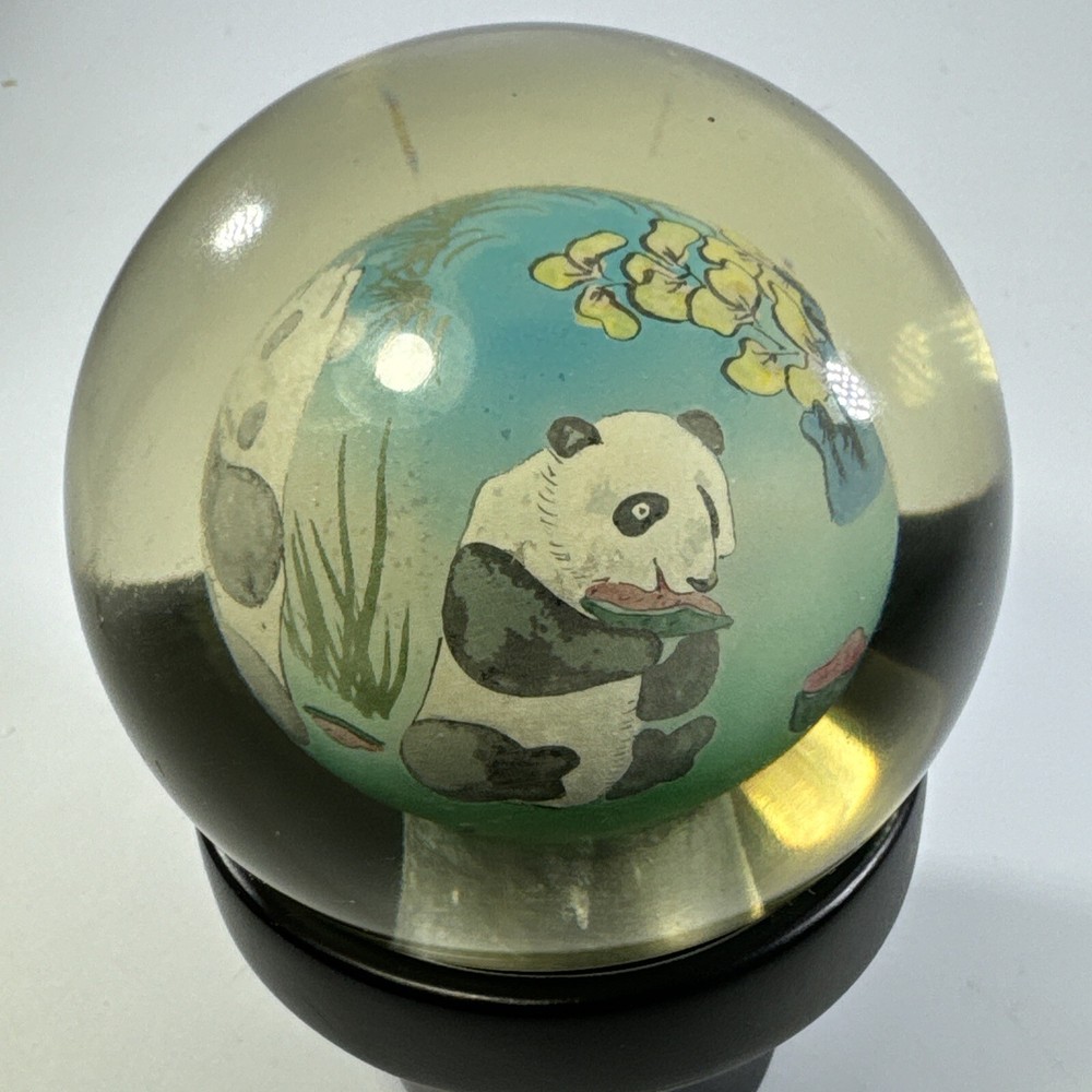 Chinese Hand painted Inside Reverse Art Panda Glass Globe