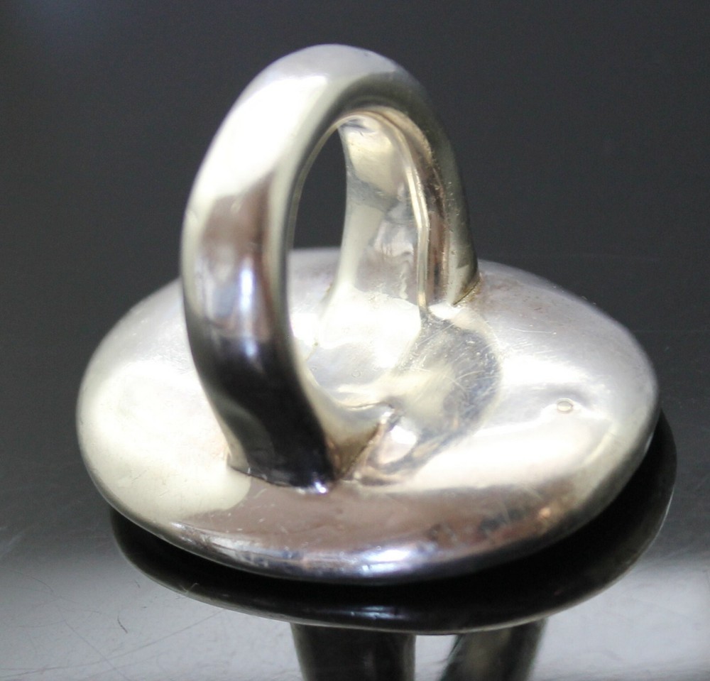 SPLENDID HIGHLY POLISHED MODERNIST PUFFED STERLING SILVER ELONGATED RING 8