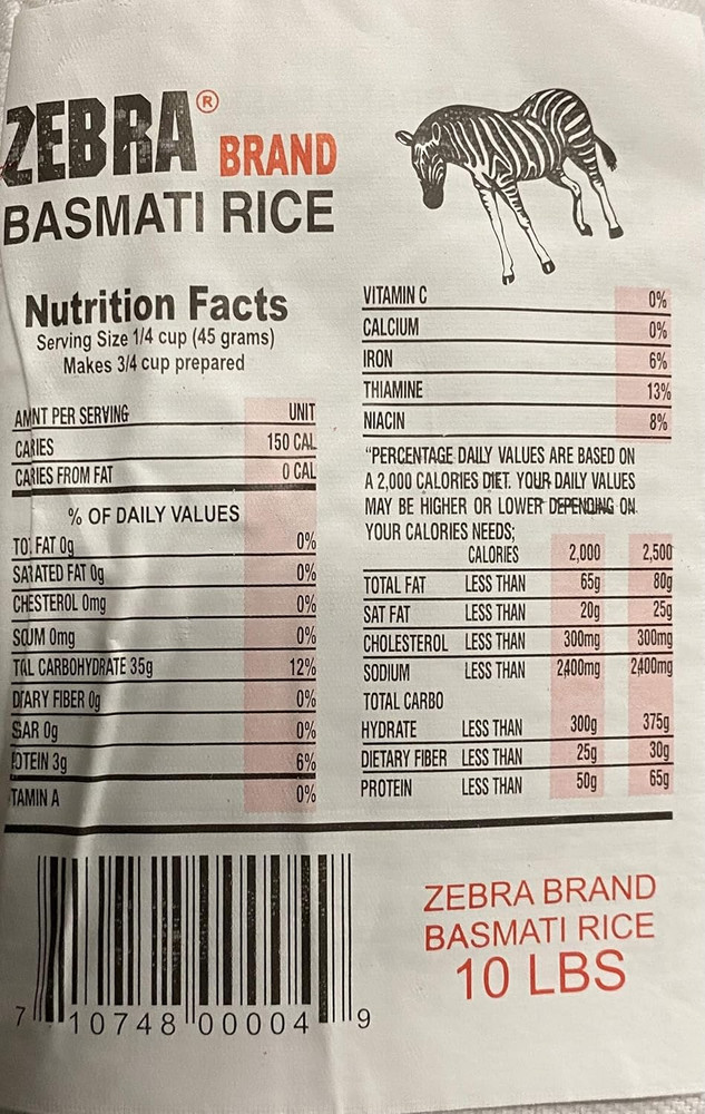 Naturally Aromatic Basmati Rice Extra Long Kernel 10 Lb Bag - NET WT 10 lbs