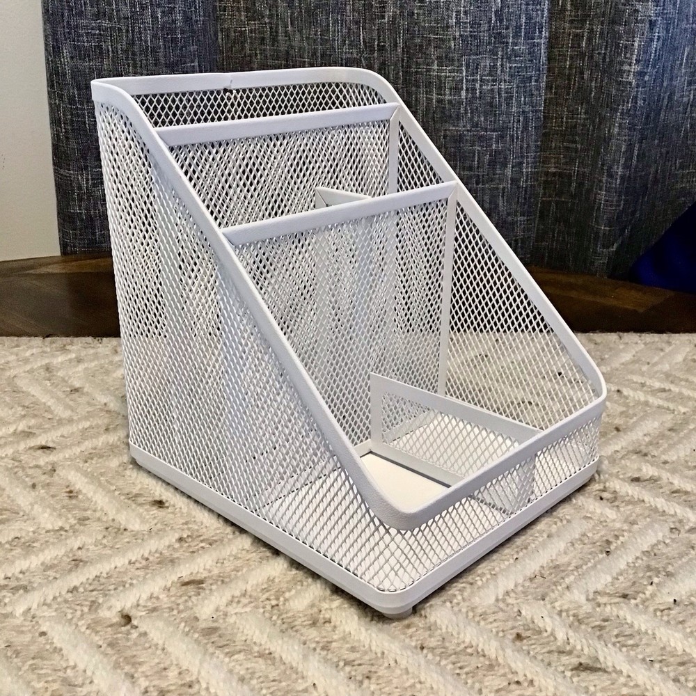 Bright Room White Mesh Desktop Organizer 7”x7”x6”Deep