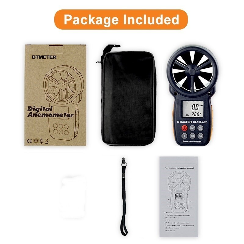 BTMETER Digital Handheld Wind Speed Meter for Wind Chill, Air Velocity Bluetooth