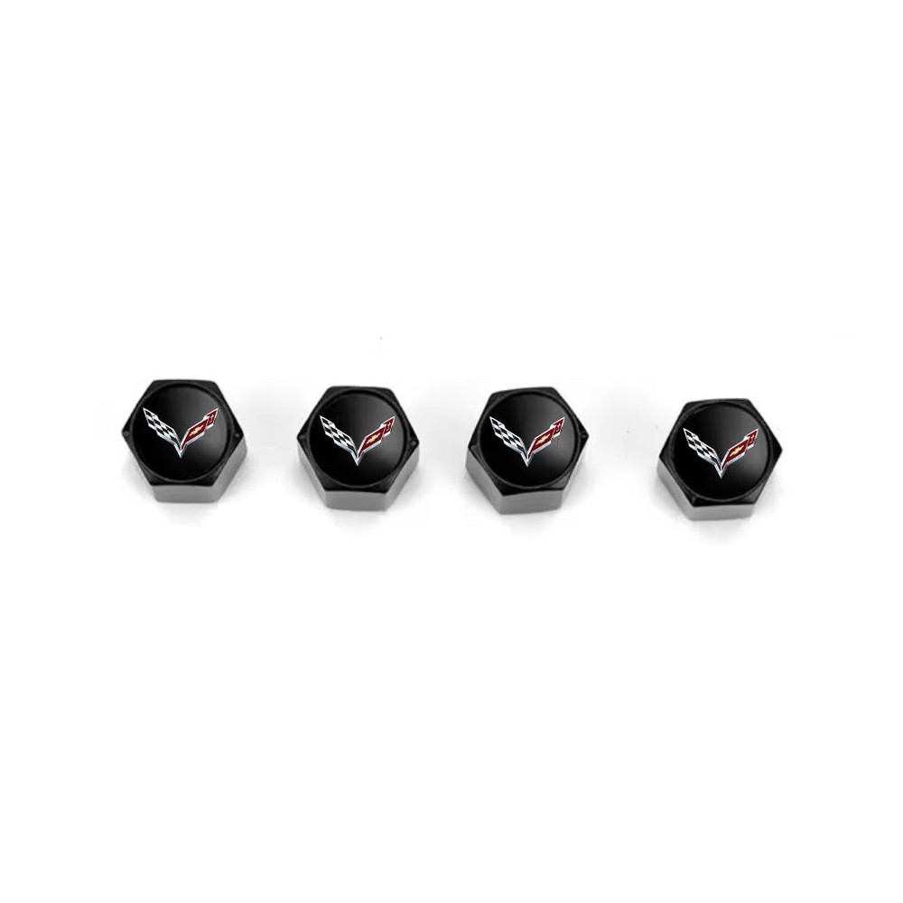 C7 Corvette Keychain & Valve Cap Bundle – Black