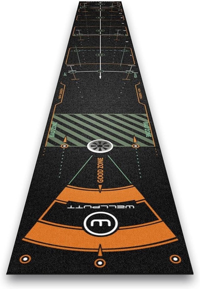 WellPutt - Golf Putting Training Mat - 4M/13ft Classic Black
