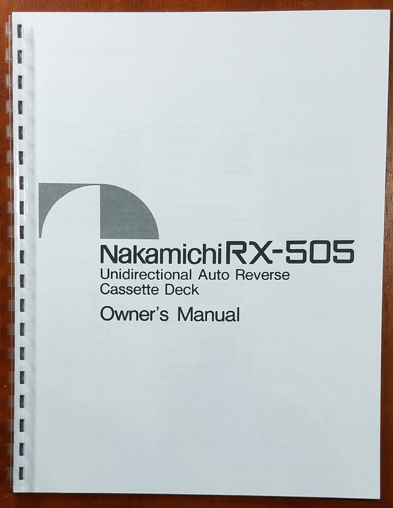 Nakamichi RX-505 Cassette Deck Owners Manual