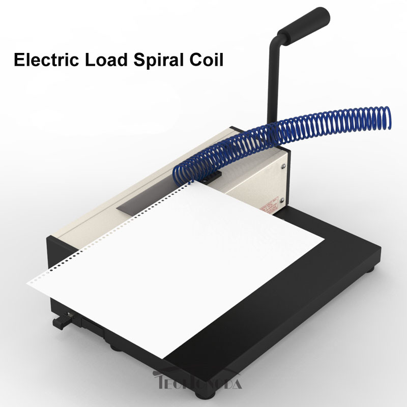 110V Desk Calendar Notebook Maker Plastic Spiral Coil Binding Machine Binder