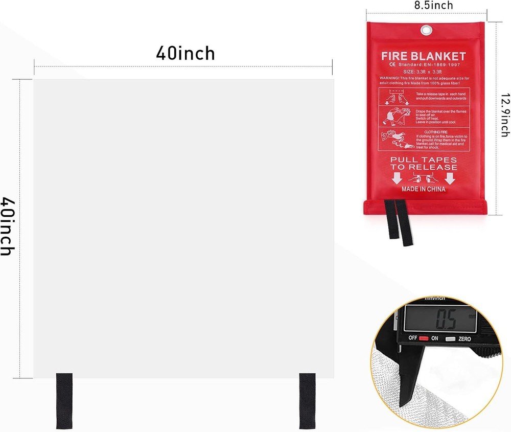 Fire Blanket Emergency Fire Suppression Blanket Home Car Fire Retardant 4 Pack