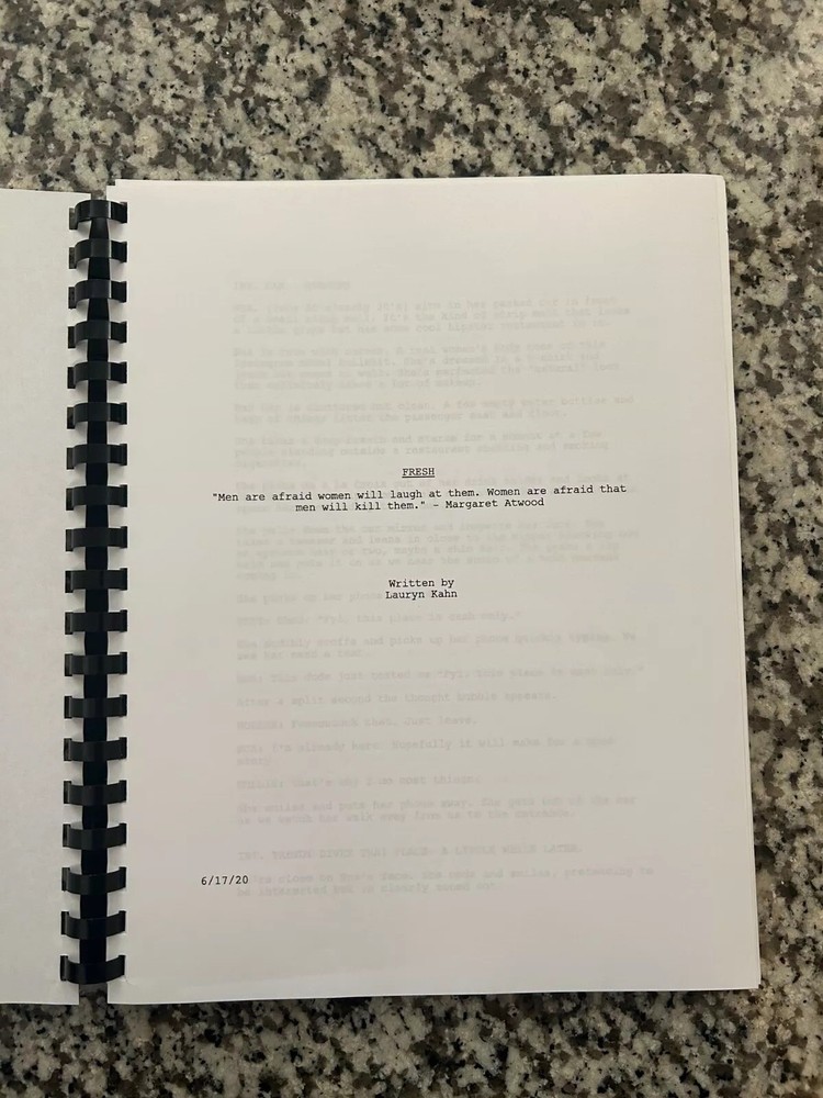 Fresh Sebastian Stan Horror Movie Script Reprint Full Screenplay Script