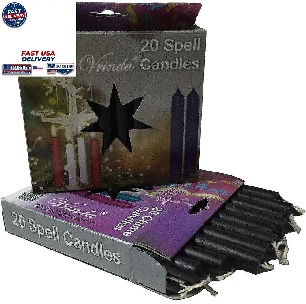 20 Pack Black Mini Altar Chime Candles Unscented Small Taper Ritual Set