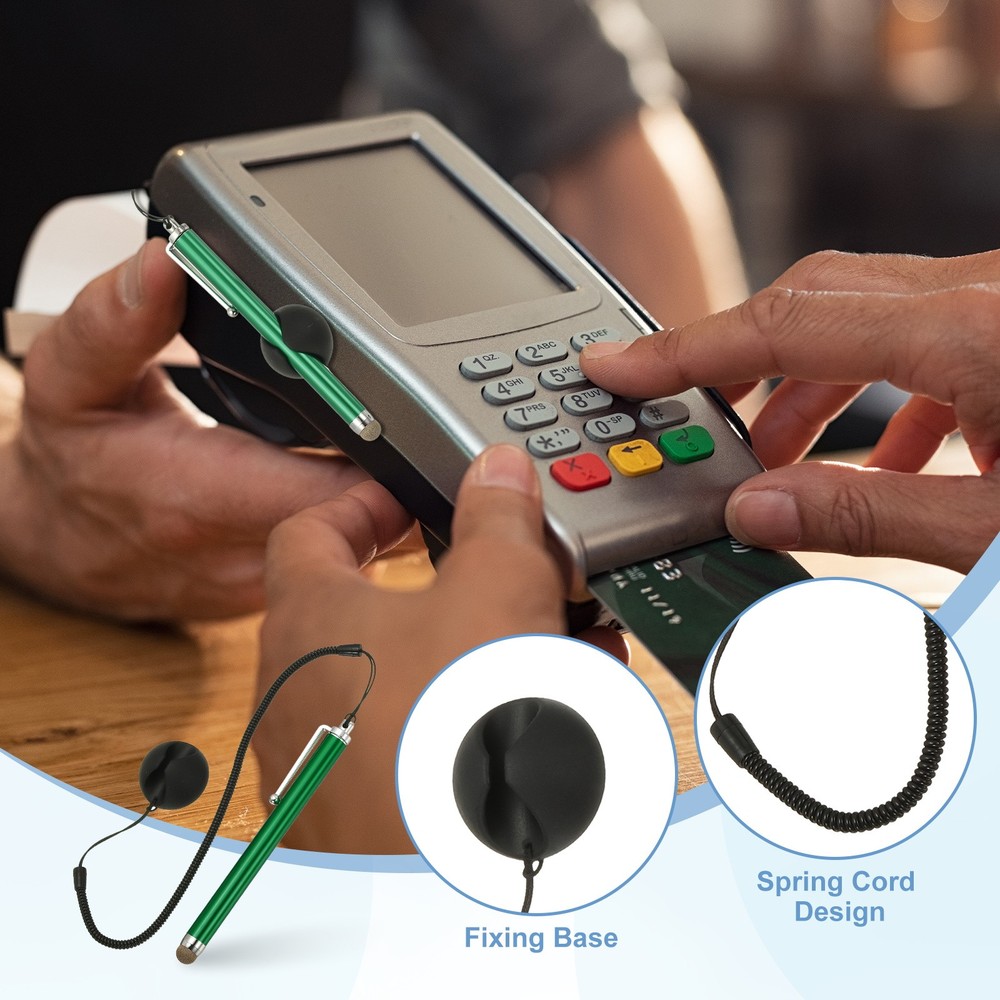 2 Pcs Screen Capacitive Pen with Spring Rope Fixing Dock Green