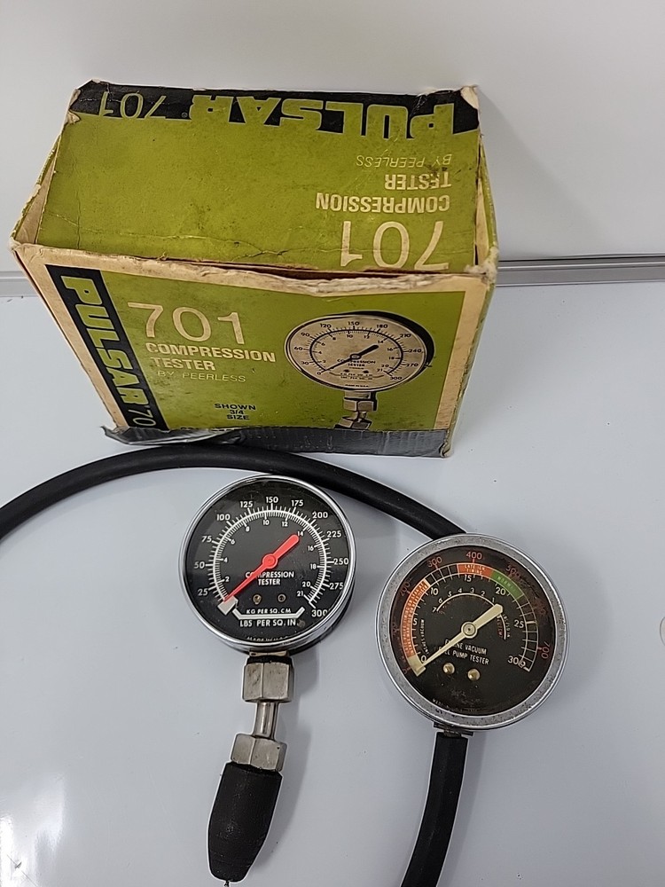 Vintage Compression Tester & Engine vacuum/Fuel Pump Pressure Gauge