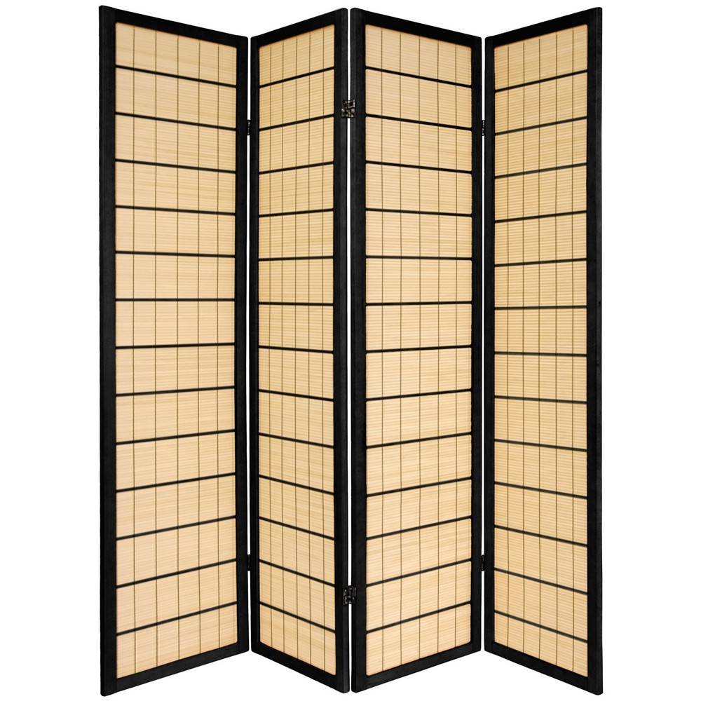 6 ft. Tall Kimura Shoji Screen - 4 Panel - Black (C)
