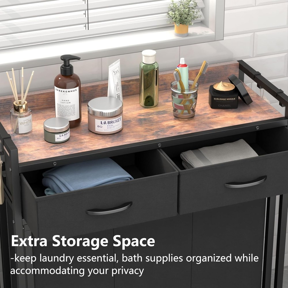 Laundry Hamper Laundry Basket with 3 Section Pull-Out Rolling Bags, Laundry Sort