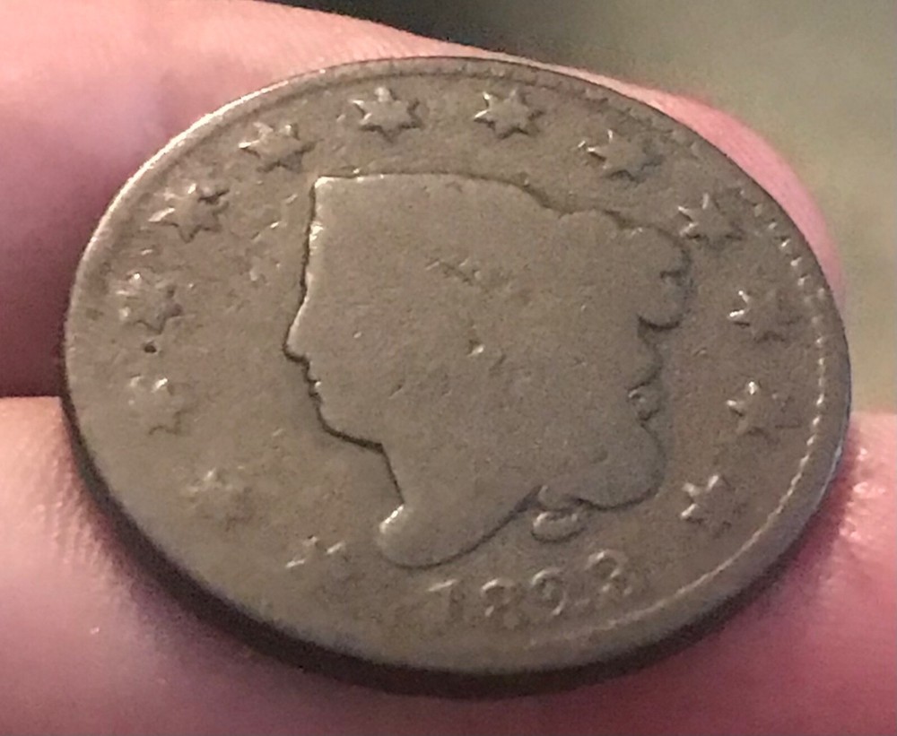 1823 Coronet head Large cent, G/ AG, scarce