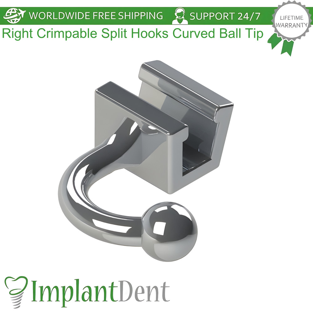 Dental Right Crimpable Hooks Curved Ball Tip For 0rthodontic Elastic Chain Use