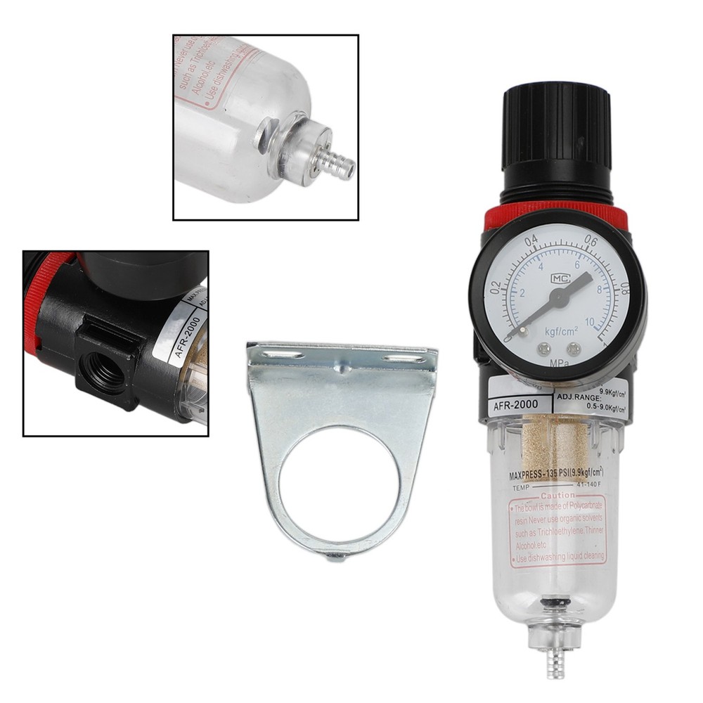 AFR2000 Air Filter Regulator 1/4" Compressor Water Separator Trap Gauge Kit
