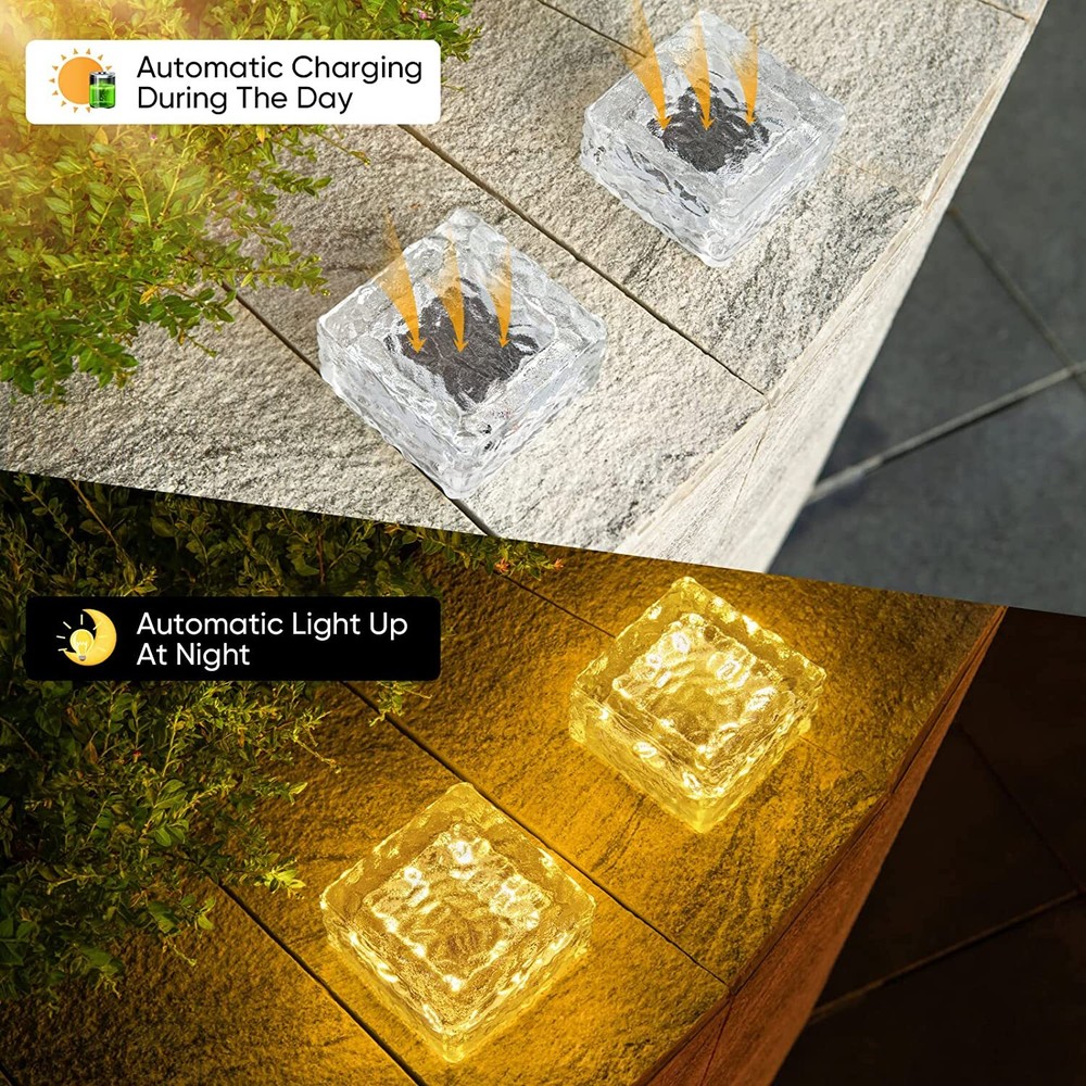 LED Solar Ice Cube Shaped Light For Patio Backyard Pathway Garden Decoration