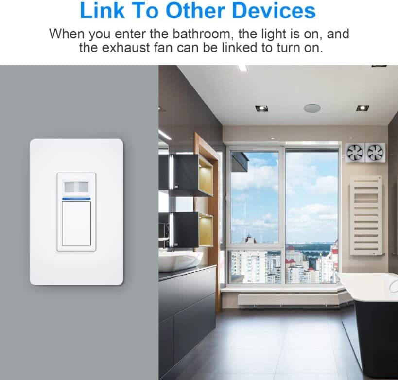 Used Smart Wi-Fi Sensor Light Switch PIR Occupancy Work with Alexa Google Home