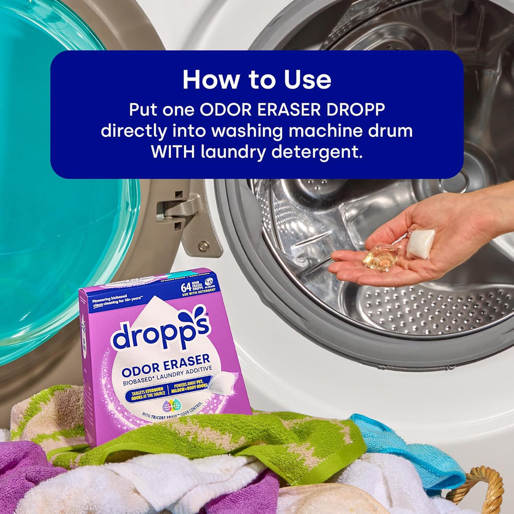Dropps Odor Eraser Laundry Additive Pods - Laundry Odor Remover Targets & Elimin