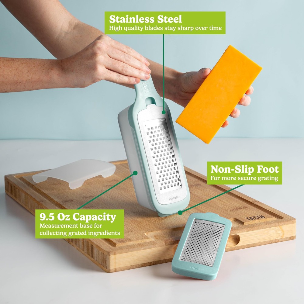 Interchangeable Grater with Storage Box, Includes Coarse & Fine Stainless Ste...