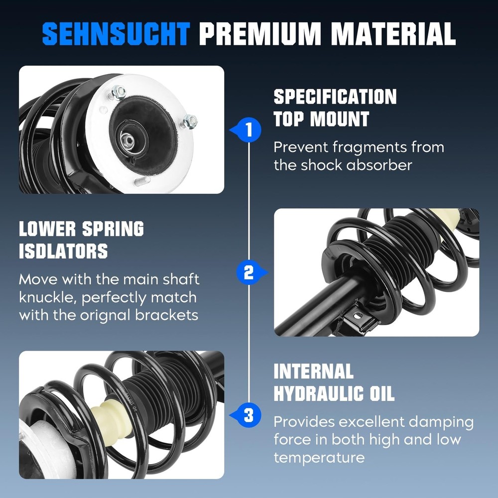 Front Complete Coil Spring Strut Assembly Shock Absorber Compatible with BMW ...