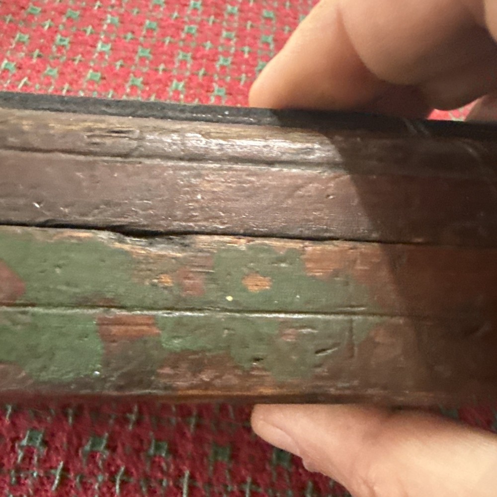Antique Sharpening Stone Wood Case w/ Top Stone