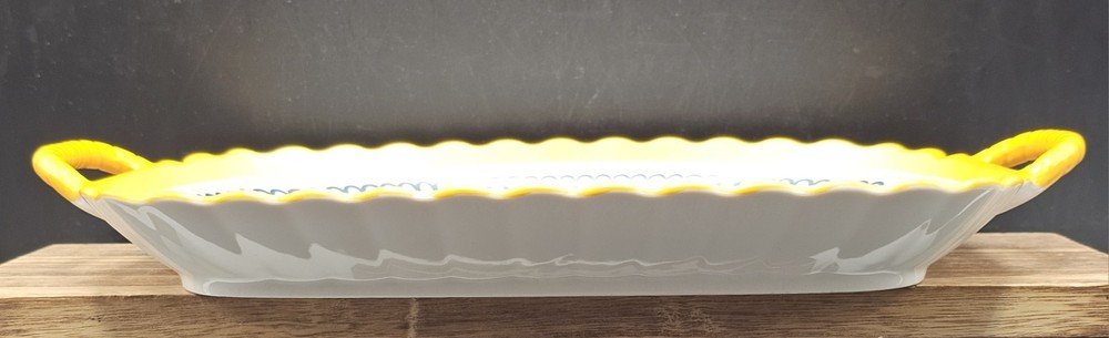 Beautiful Set of 3 Double Handle Rectangular Ceramic Serving Trays