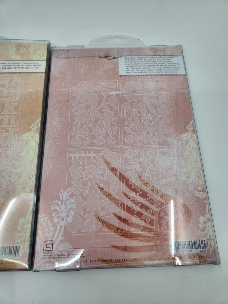 2 Packs Basic Grey Undressed Chipboard Mini Monos 81 pc Mellow 80 pc Pre-owned