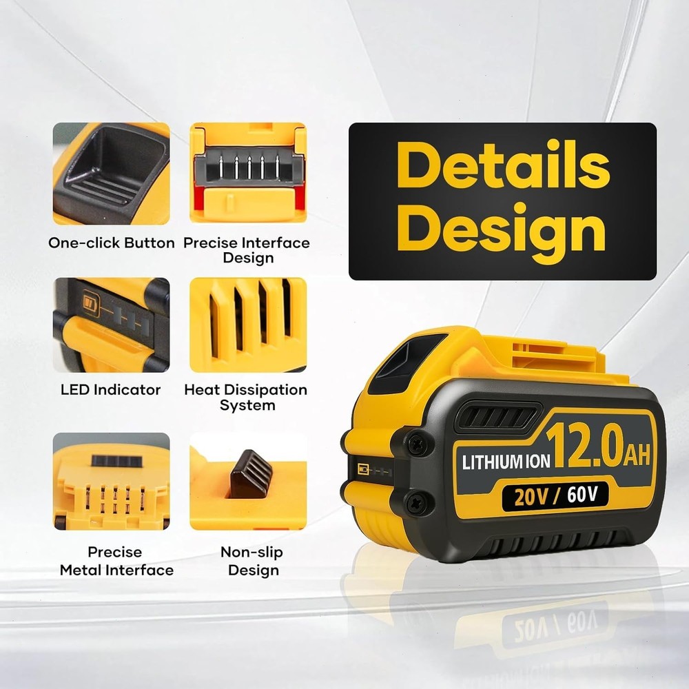2Pack 12.0Ah For DeWalt FLEXVOLT 20V/60V MAX Lithium DCB609 Battery + Charger