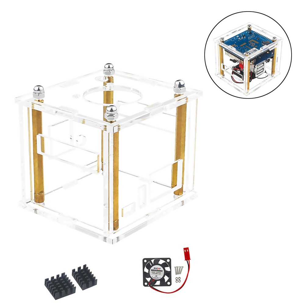 Acrylic Enclosure Clear Protective Shell Case Cooling Fan for Orange Pi Zero 3
