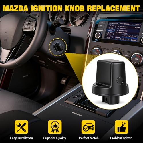Ignition Key Knob & Push Start Button Replacement for 2007-2015 Mazda CX-9,