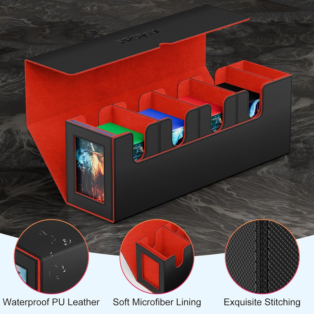 5 in 1 Card Deck Box with Commander Display, Holds 800+ Cards, Includes 35Pt Mag