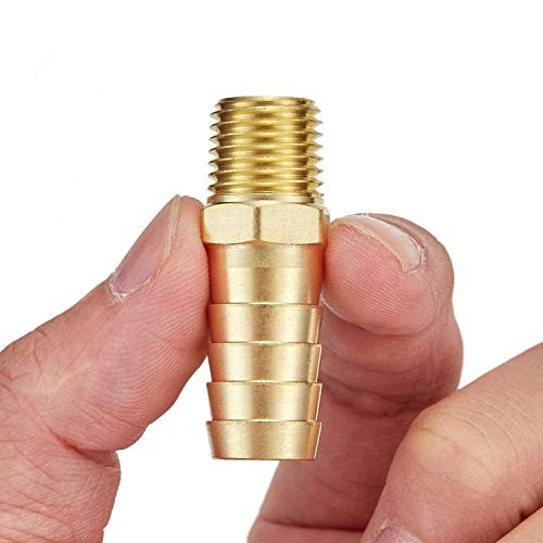 4 PCS Solid Brass Pipe Fitting and Air Hose End 4PCS 1/4" NPT x 1/2" Barb