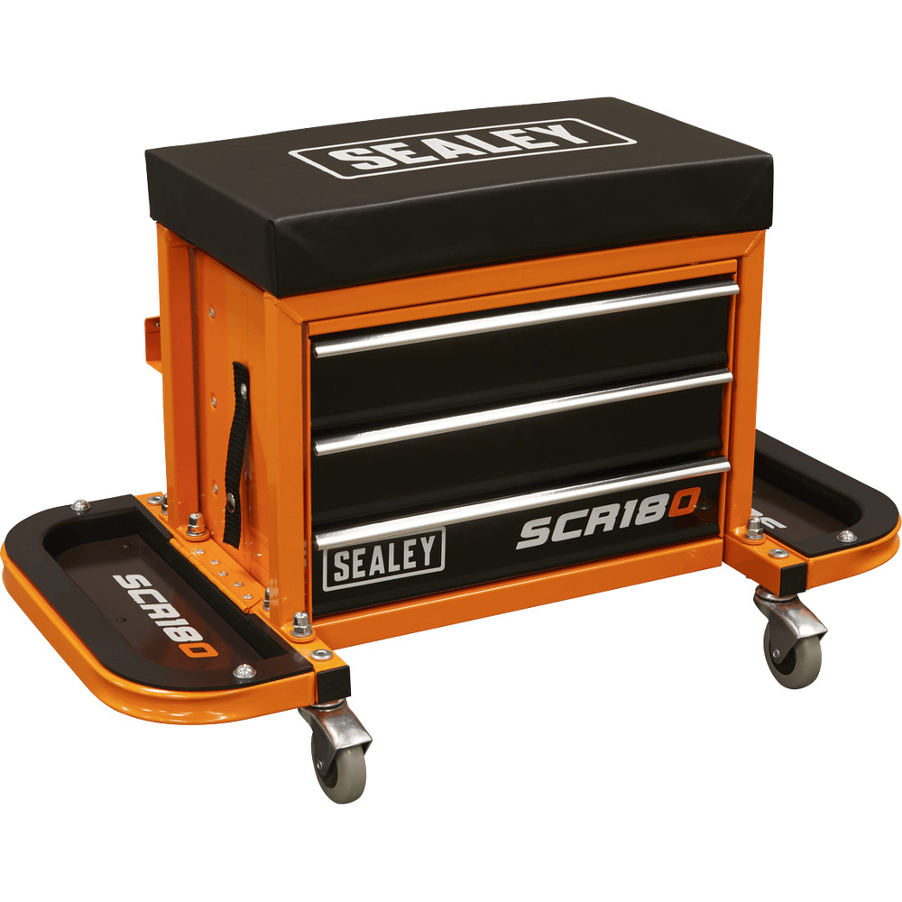 Sealey Mechanics Rolling Tool Box Seat Orange 670mm